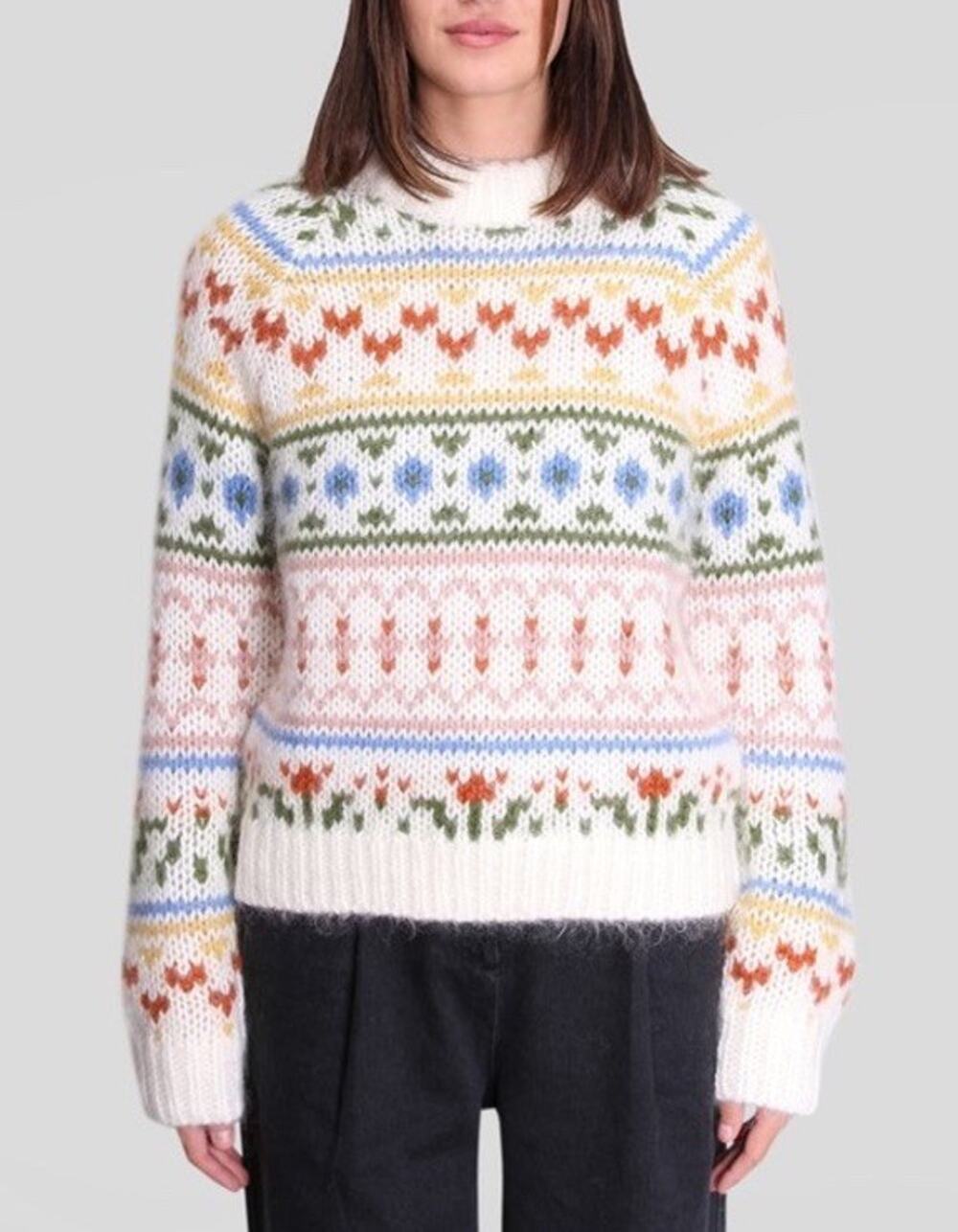Samsøe Samsøe Simones Mohair Wool Fair Isle Jacquard Sweater M